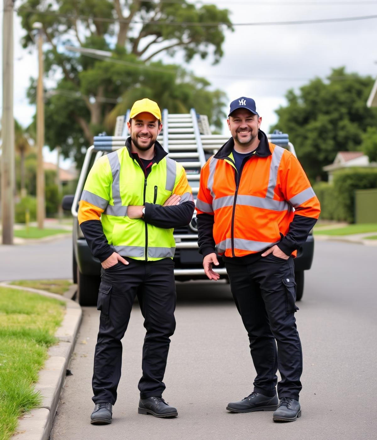 The KR Roofing and Pressure Wash team on site with their work vehicle